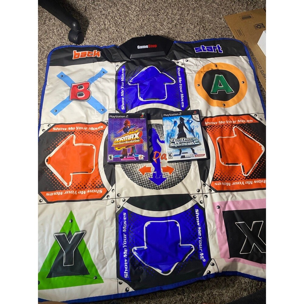 PS2 DDR max 1 + 2 Playstation 2 Dance Dance Revolution w PS2 Dance Pads + games